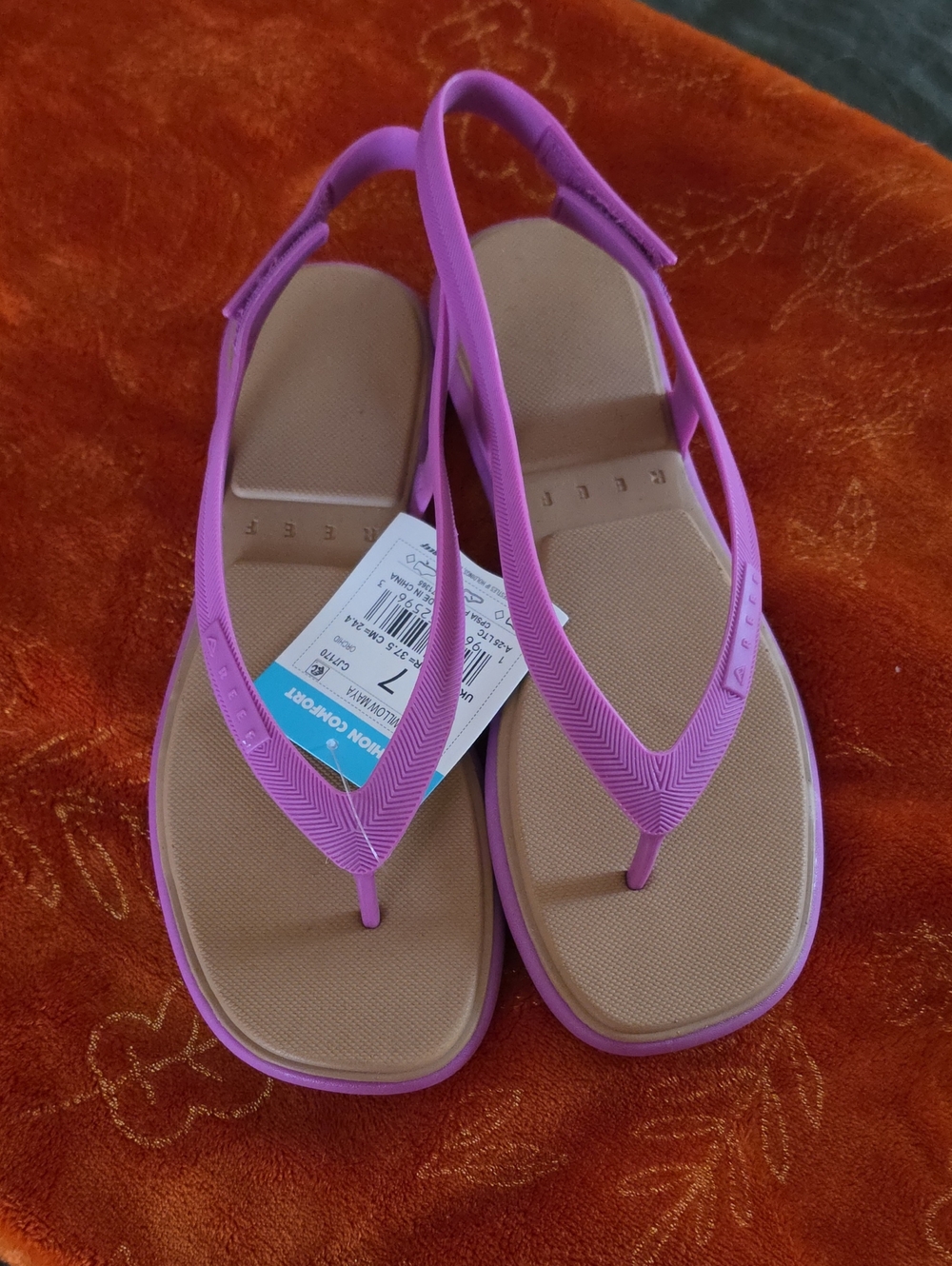 Reef Pink Slingback Sandal Flip Flops with Tan Footbed